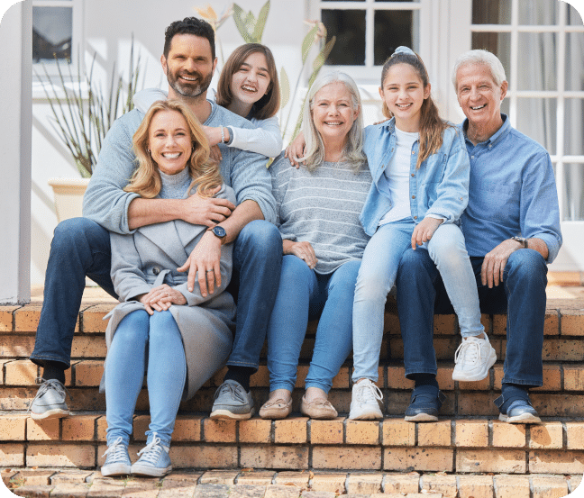 a group of people sitting on steps